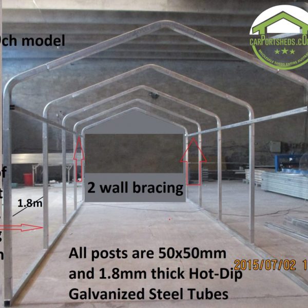 Portable Carport 6.0(W)x9.0(D)x3.9(H)m Wrapped Roof - Nz6x9ch Portable Carports Frame ScaleD 1 600x600